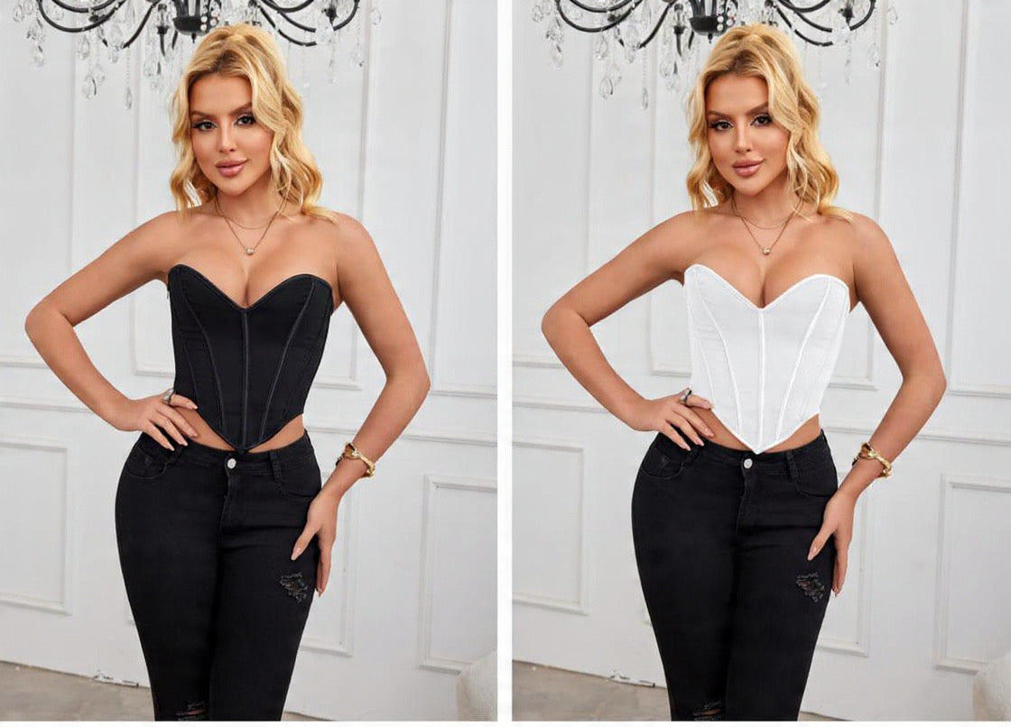 Apperloth A Romantic Bustier, Backless Lace-Up Top, Sexy Bandeau Top For Music Festival Summer