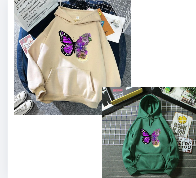 2-Piece printed butterfly hoodie