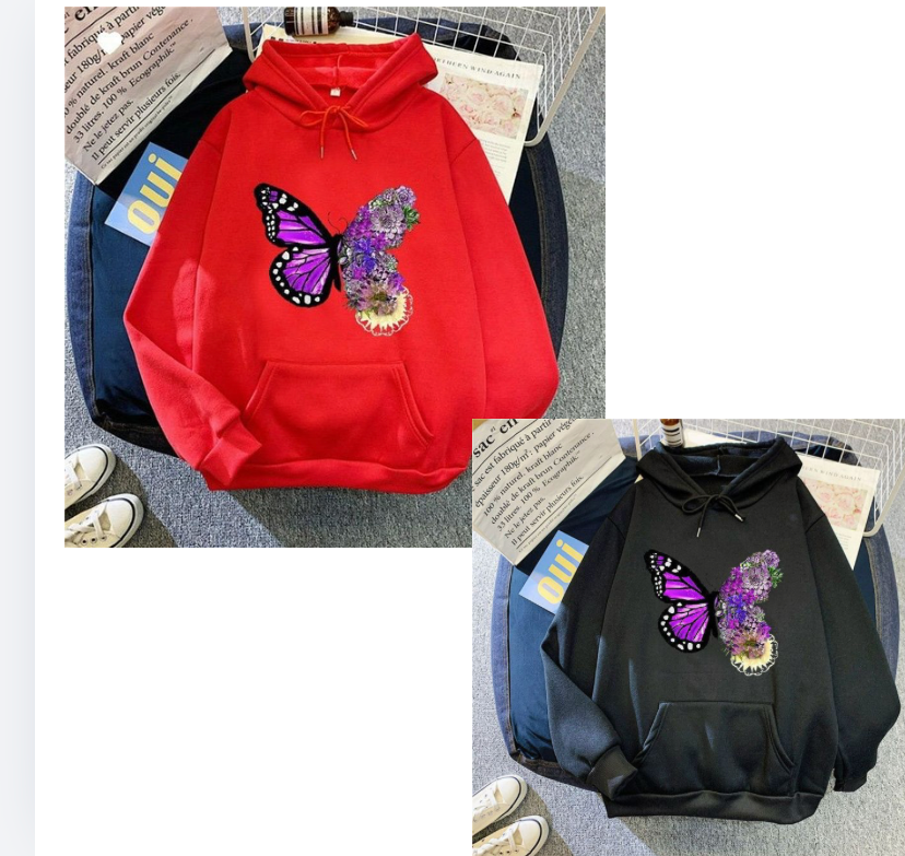 2-Piece hoodie printed butterfly