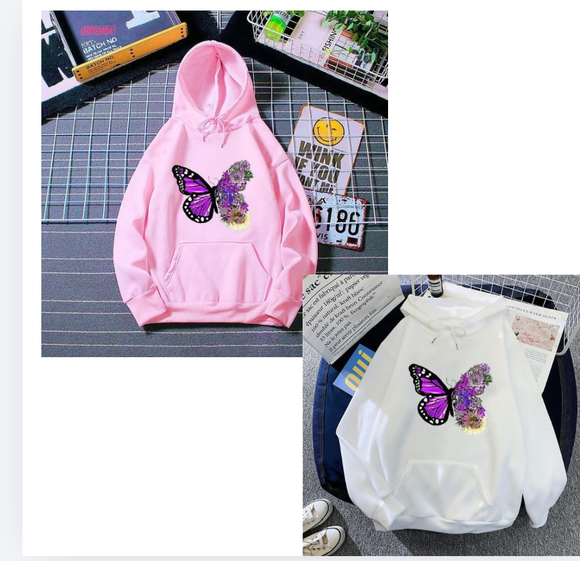 2-Piece printed butterfly hoodies