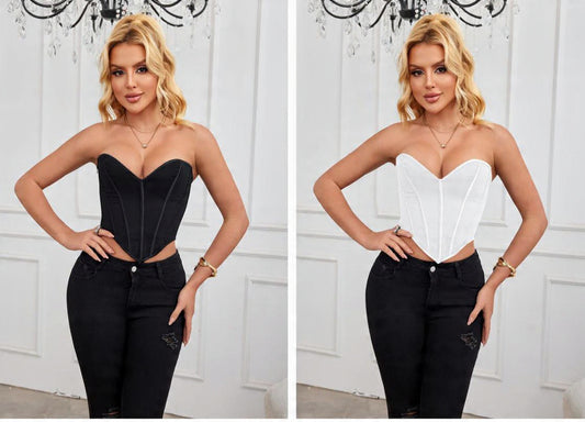 Apperloth A Romantic Bustier, Backless Lace-Up Top, Sexy Bandeau Top For Music Festival Summer