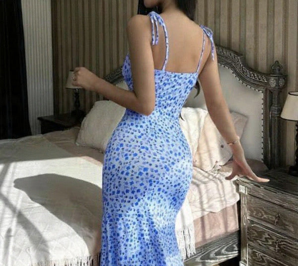 Women's Ditsy Floral Tie Front Dress With Fish Tail Hem, Summer Vacation Style  3-piece (X3 )
