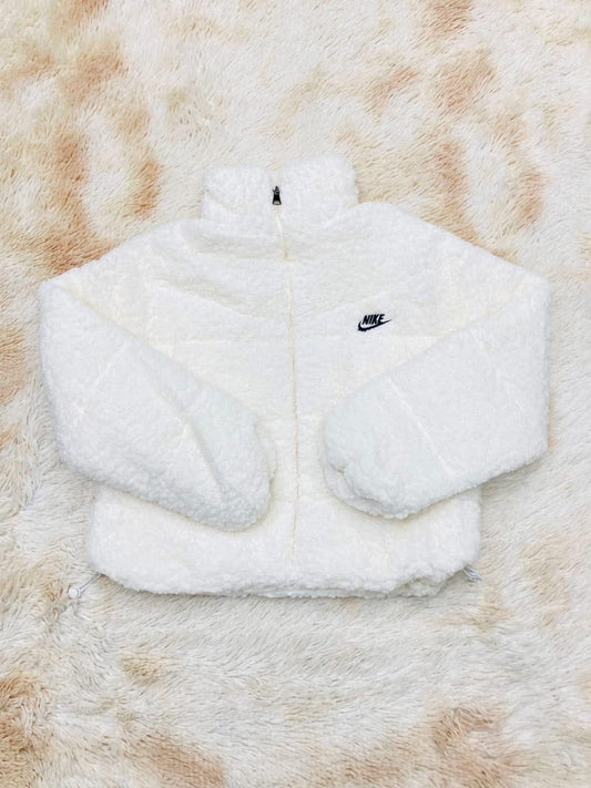 Nike Cute Fuzzy Stand Collar Sweatshirt, Versatile For Autumn/Winter