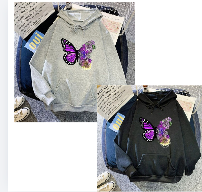 2-Piece printed butterfly hoodies