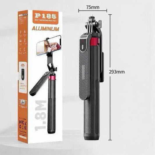 AXNEN 1.8M  Super Long Extendable Selfie Stick Tripod With Wireless Remote, 360° Rotation Stable Phone Holder And Adjustable Fill Light, Portable Lightweight Auto-Retractable Floor Stand, Suitable For Shake-Free Shooting, Video Recording, Photography