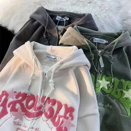 X2 Y2K-inspired Corduroy Zip-Up hoodie