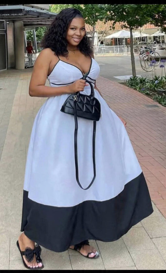 Brillora Women's Vacation Deep V-Neck Contrast Color Maxi Slip Dress, Sexy Summer Dresses For Women Women Long Dresses Beach Dresses For Women,Bohemia