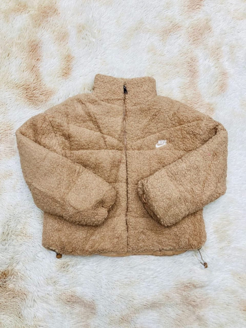 Nike Cute Fuzzy Stand Collar Sweatshirt, Versatile For Autumn/Winter