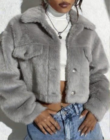 Flap Detail Flannelette Jacket Fall Winter Cloth For Women