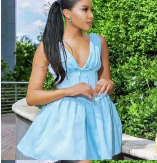 ADYCE Elegant V-Neck Bow Ruched Waist Fishtail Zipper Mini Dress