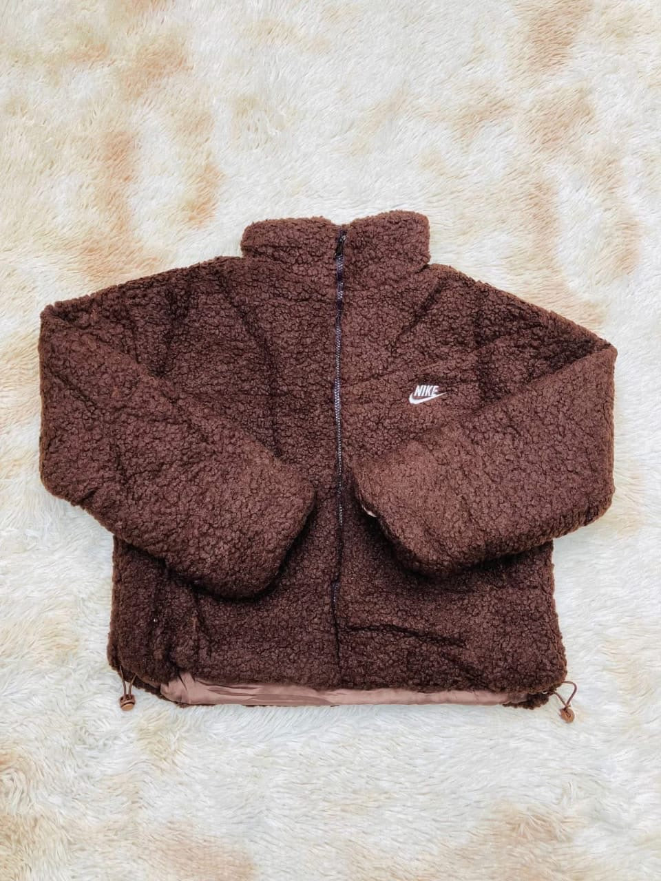 Nike Cute Fuzzy Stand Collar Sweatshirt, Versatile For Autumn/Winter