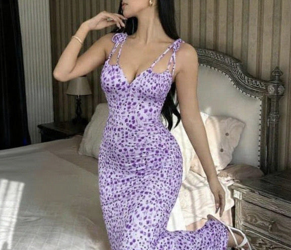Women's Ditsy Floral Tie Front Dress With Fish Tail Hem, Summer Vacation Style  3-piece (X3 )