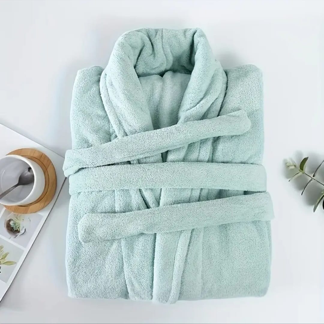 SweetSlumber Embroidery Women Plush Robe, Blue, Suitable For Teenage Girls, Autumn/Winter Homewear  Cozy And Elegant Details, For Fall Winter, Fluffy
